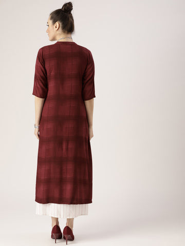 Libas Women White Striped Layered Maxi Dress